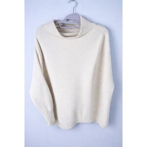 Free People Ivory Textured Knit Sweater Oversized Boho Pullover size smal